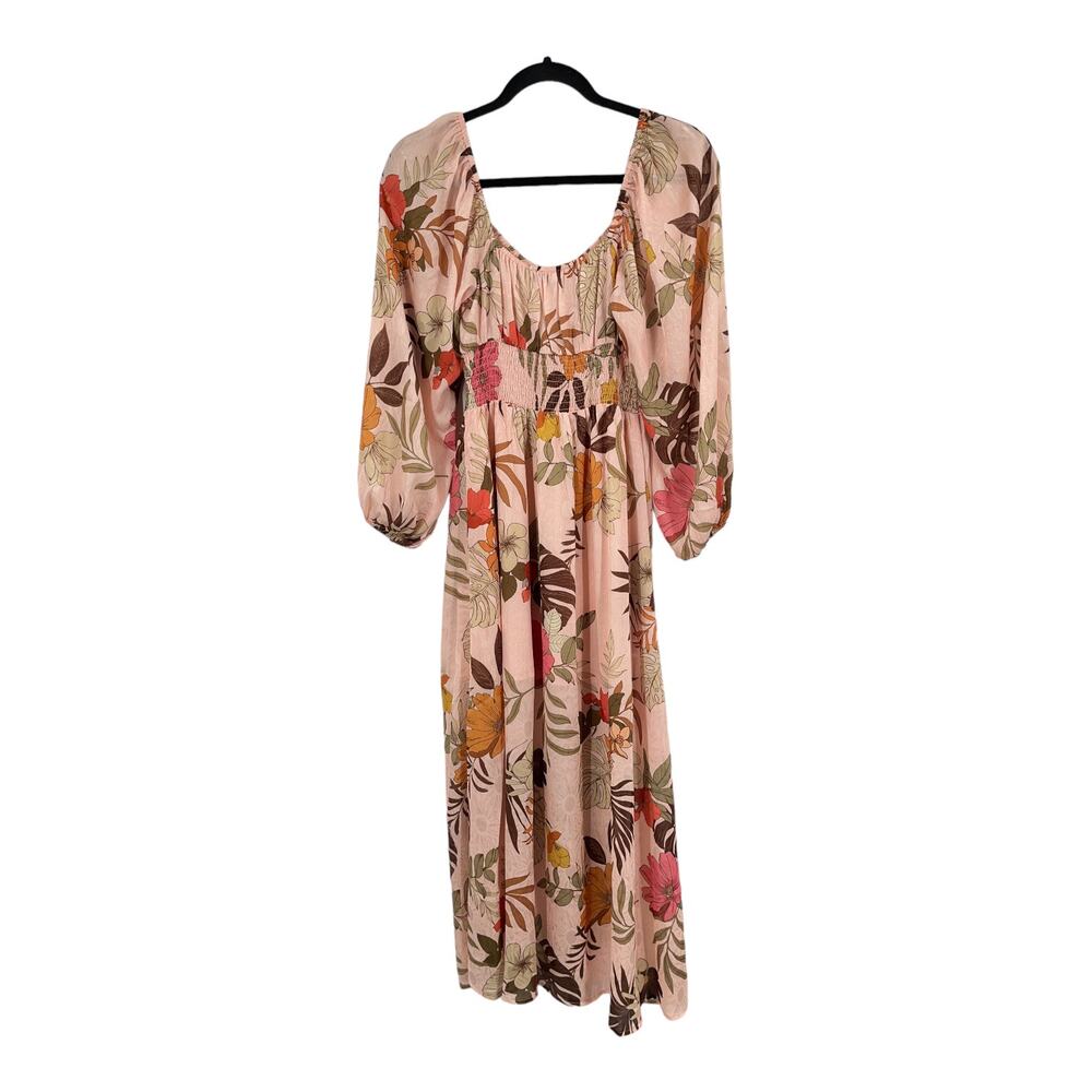 NSR Dress floral smocked waist midi long sleeve X-Small XS - Picture 4 of 4